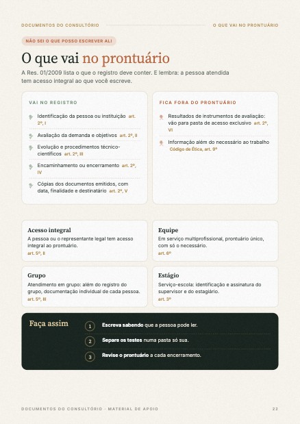 O que vai no prontuário
